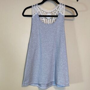 Chic Gray Lace-Trimmed Tank Top